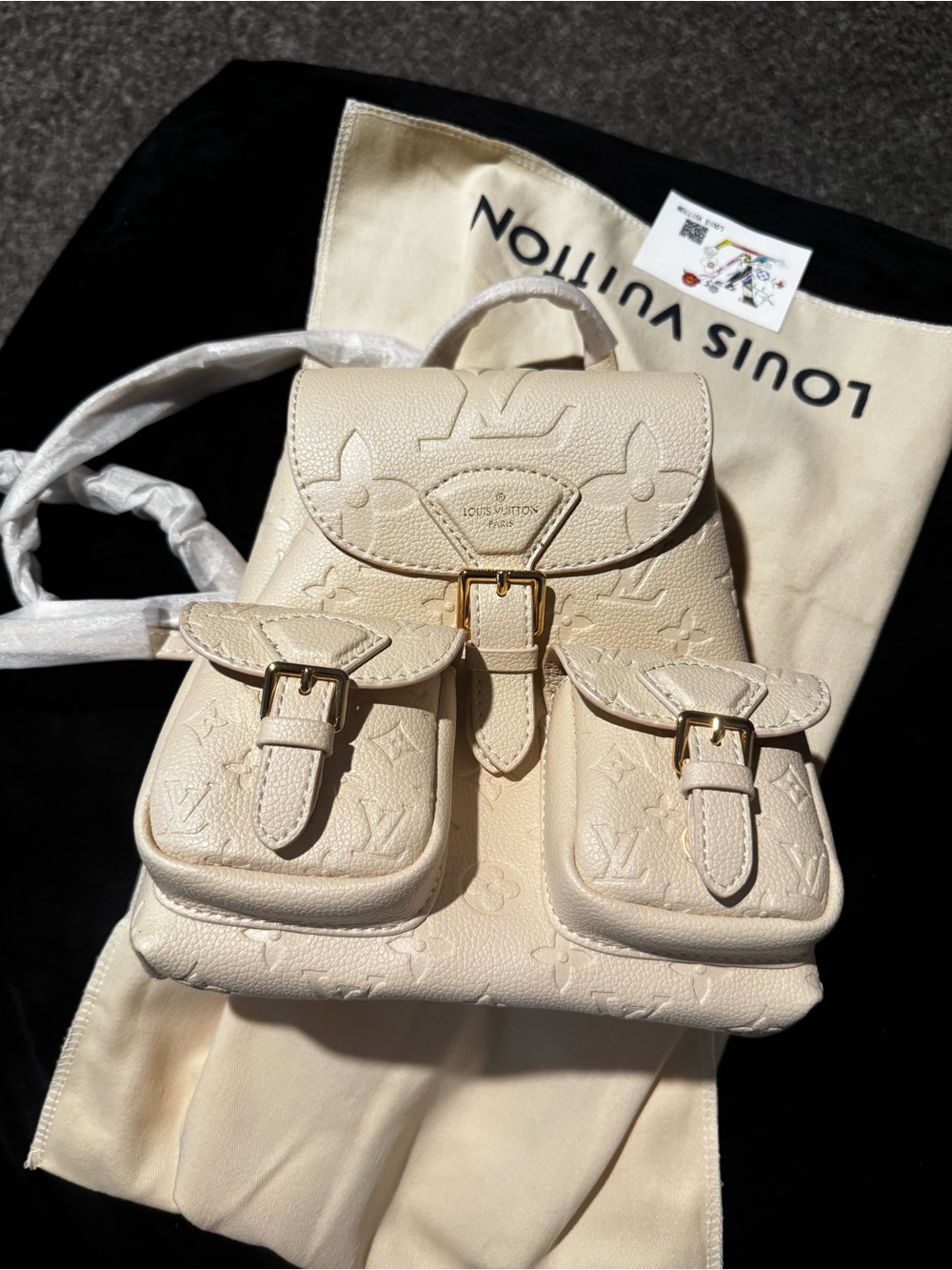 Louis Vuitton Cream Monogram Empreinte Mini Backpack with Gold Hardware